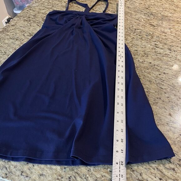 Susan Monaco Retro Y2K Style Navy blue Mini Halter Dress - Picture 8 of 9